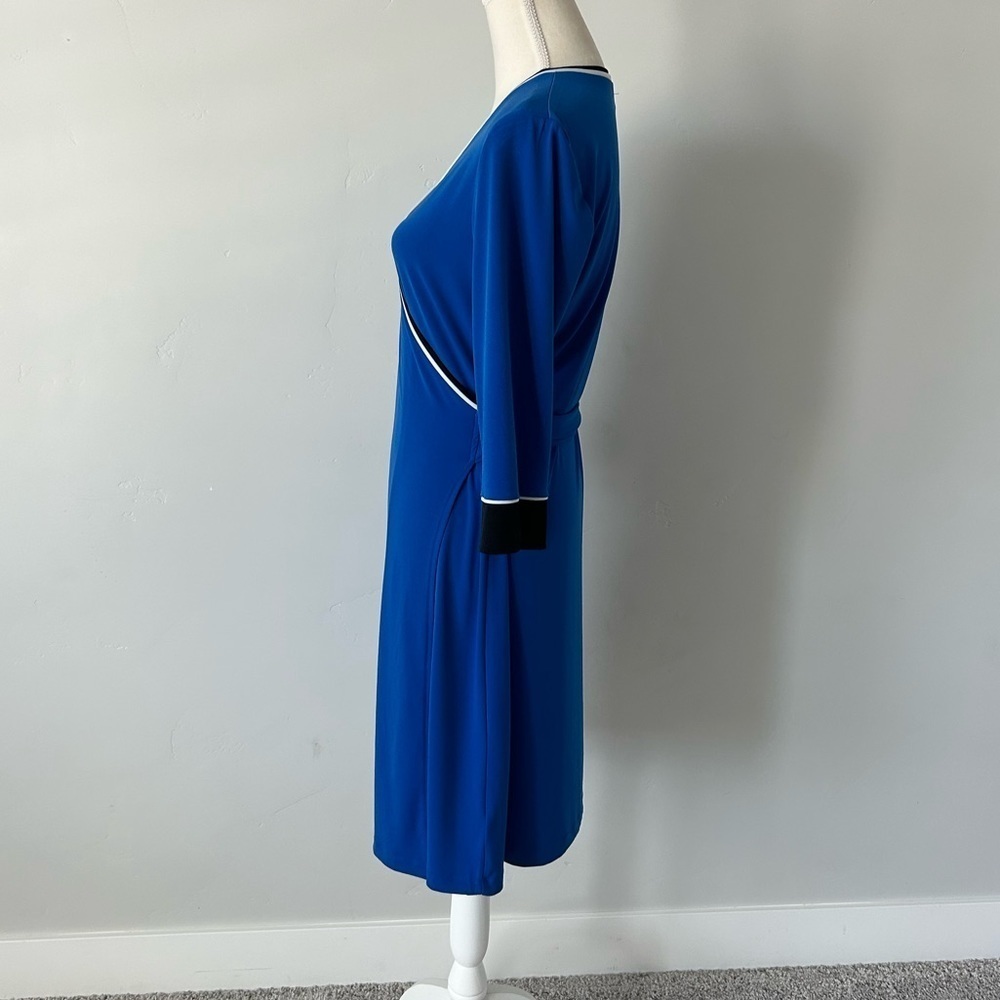 Ellen Tracy Blue Wrap Dress - Picture 4 of 12